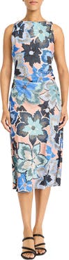 Maggy London Printed Ruched Midi Dress