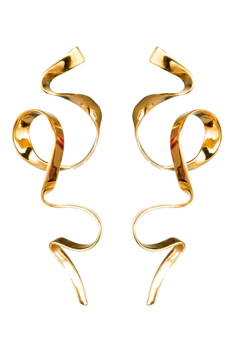 Allegro Ribbon Drop Earrings, Main, color, GOLD