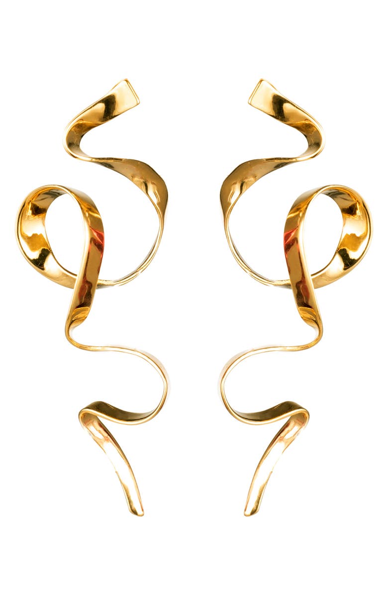 Sterling King Allegro Ribbon Drop Earrings, Main, color, Gold