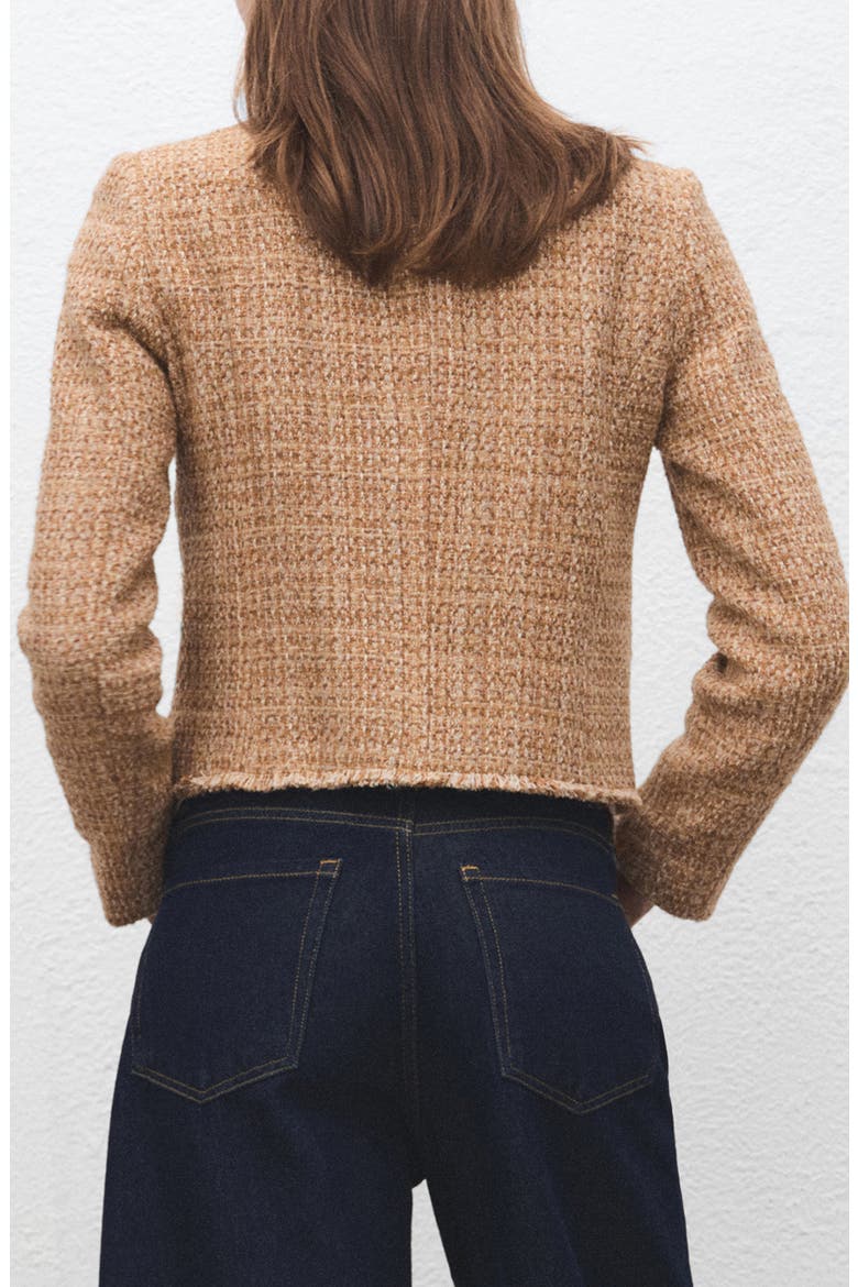 Fray Trim Tweed Crop Jacket, Alternate, color, MEDIUM BROWN