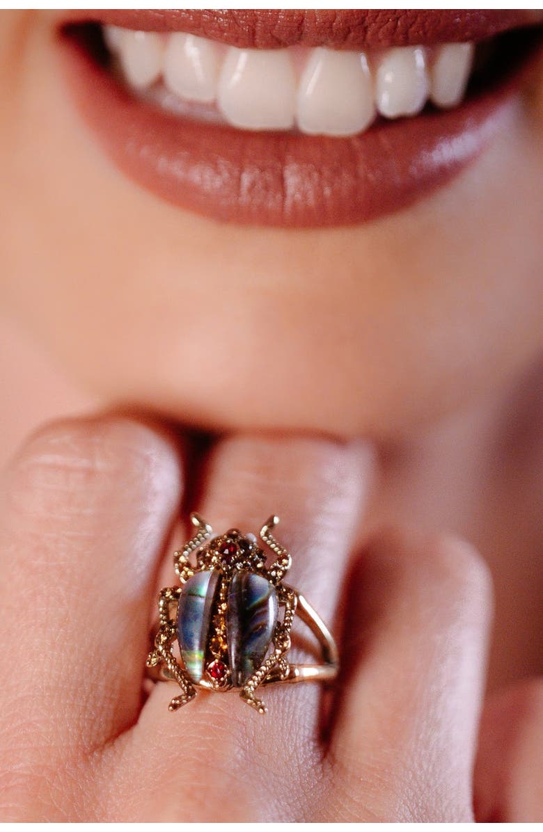 Bill Skinner Studio Bejewelled Beetle Ring, Alternate, color, Bettle