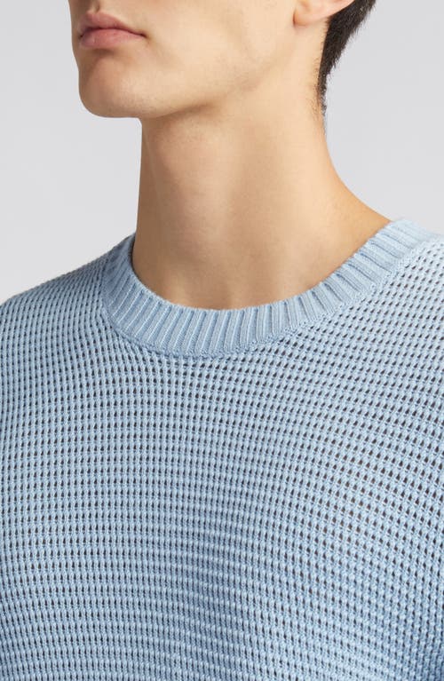 Frame Textured Wool Blend Crewneck Sweater In Blue