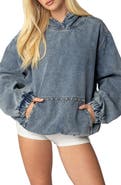 EDIKTED Marney Oversize Studded Denim Hoodie