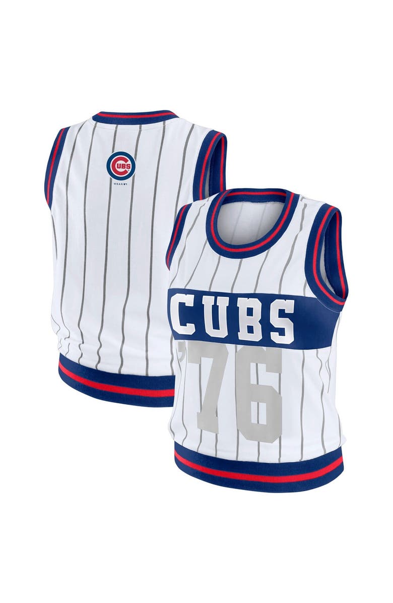 WEAR by Erin Andrews Women's WEAR by Erin Andrews  White Chicago Cubs Sporty Tank Top, Main, color, 