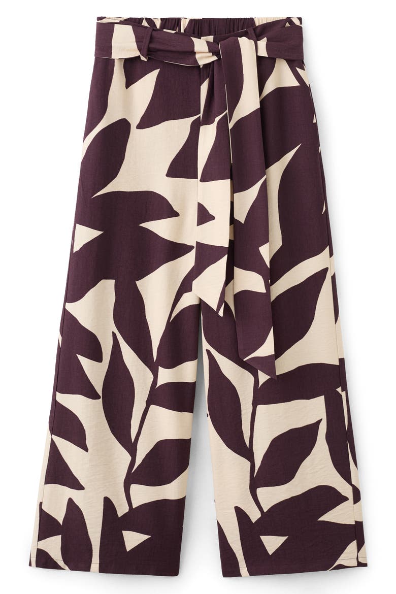 Belted Print Straight Leg Pants, Alternate, color, ECRU/DARK BROWN