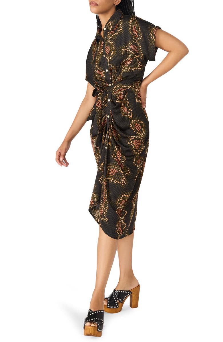 Steve Madden Tori Abstract Print Shirtdress, Alternate, color, Fossil Brown