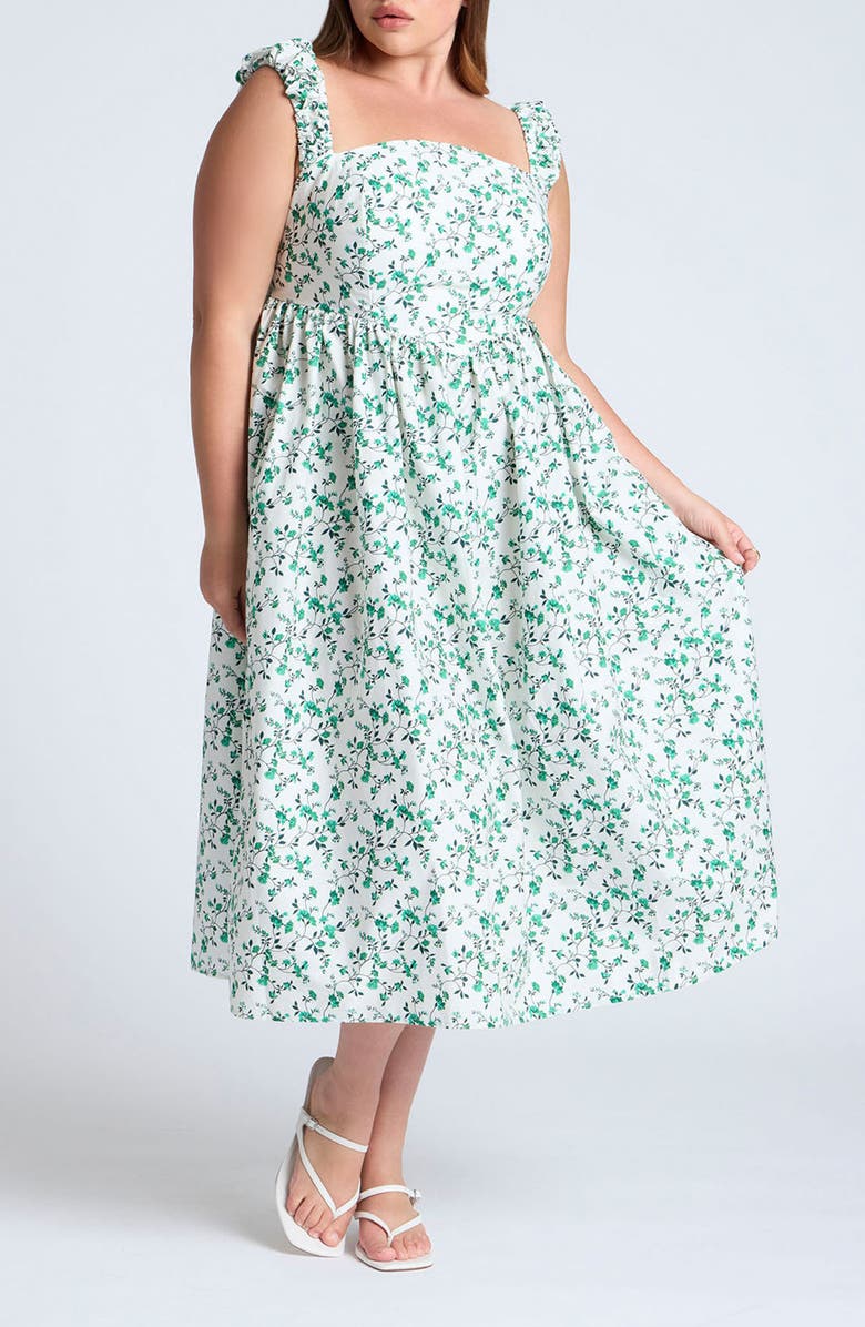 ELOQUII Floral Print Cotton Poplin Sundress, Main, color, 