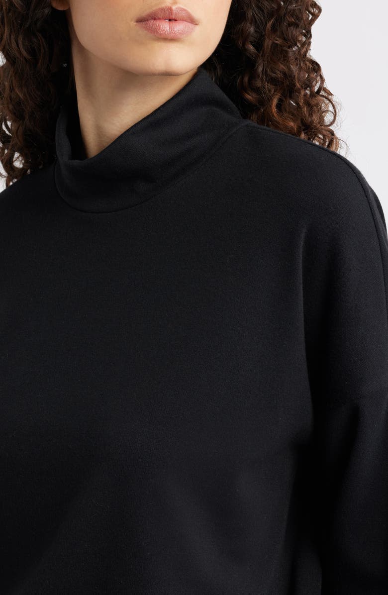 Caslon<sup>®</sup> Drop Shoulder Turtleneck Sweatshirt, Alternate, color, Black