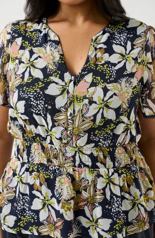 Estelle Wilsons Floral Print Peplum Top In Blue Print