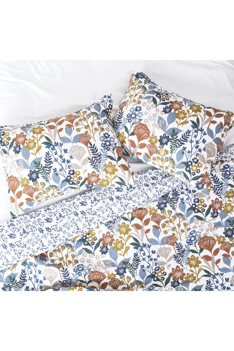 Delilah Spring Floral Cotton Quilt Set  - Reversible and Machine Washable, Alternate, color, Blue