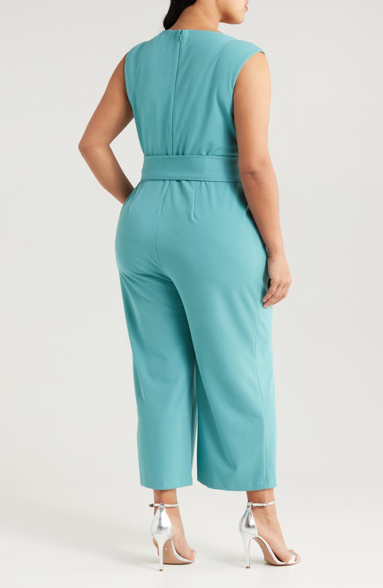Tahari ASL Side Tie Scuba Crepe Jumpsuit, Alternate, color, Eucalyptus