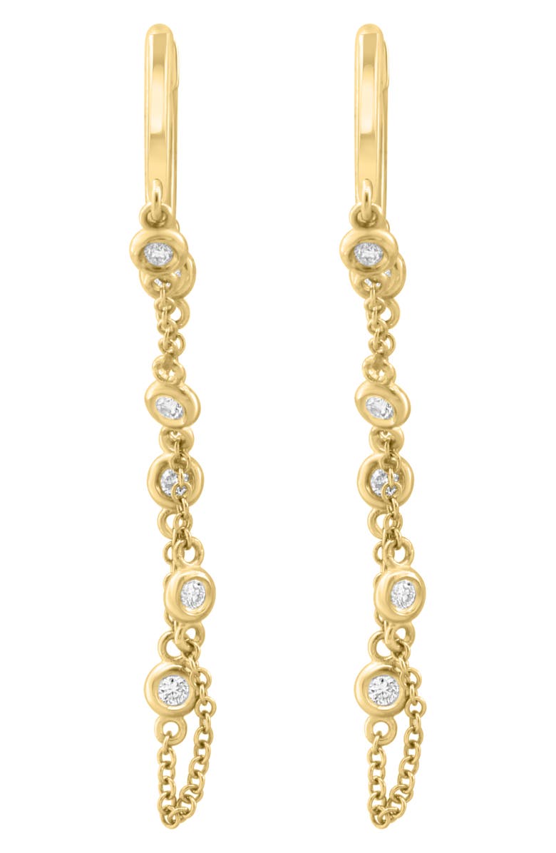 EFFY 14K Yellow Gold Diamond Station Chain Drop Huggie Hoop Earrings - 0.24ct., Alternate, color, 