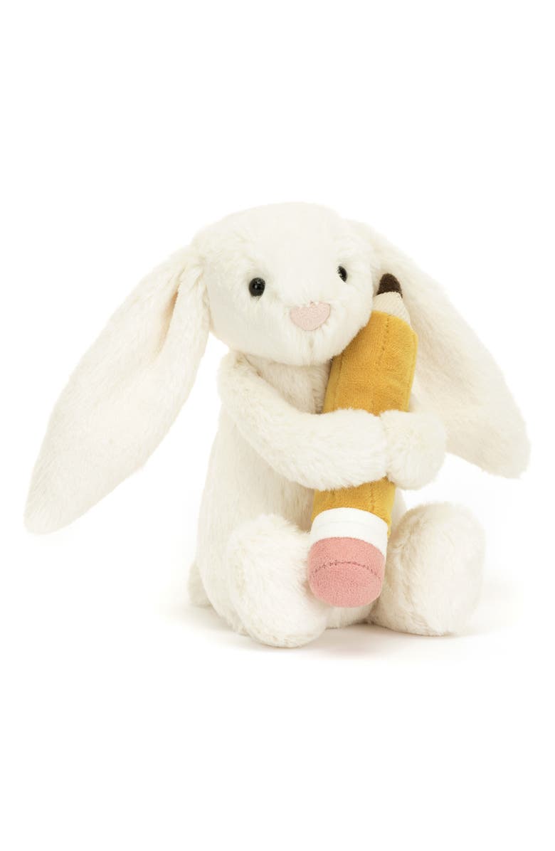 Jellycat Bashful Bunny with Pencil Stuffed Animal, Main, color,