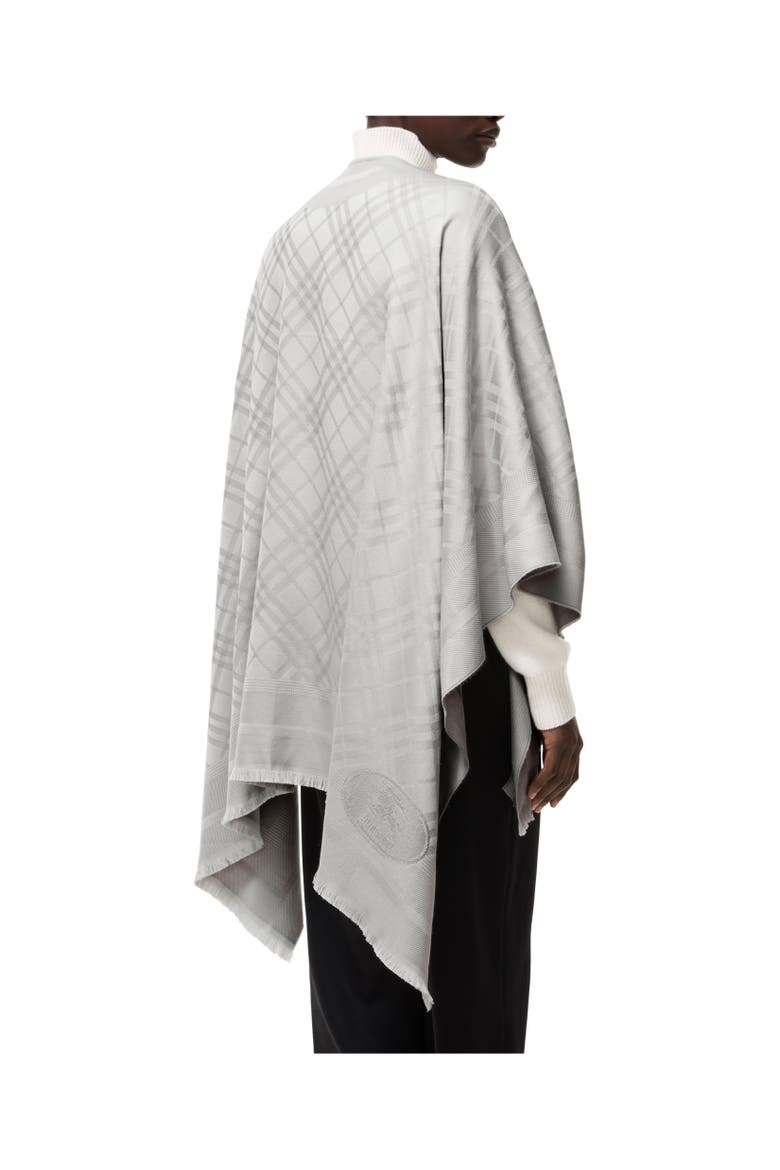 Check Wool Cashmere Cape, Alternate, color, Pigeon grey