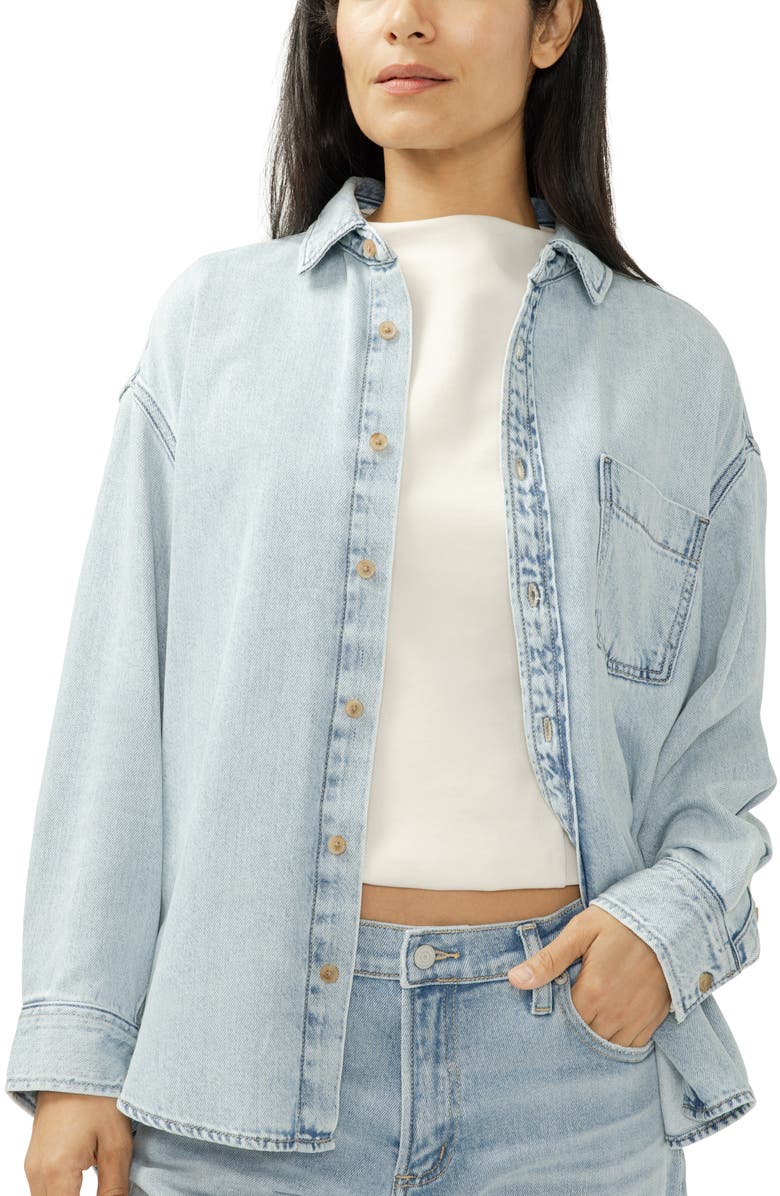Silver Jeans Co. Denim Button-Up Beach Shirt, Alternate, color, Moonstone