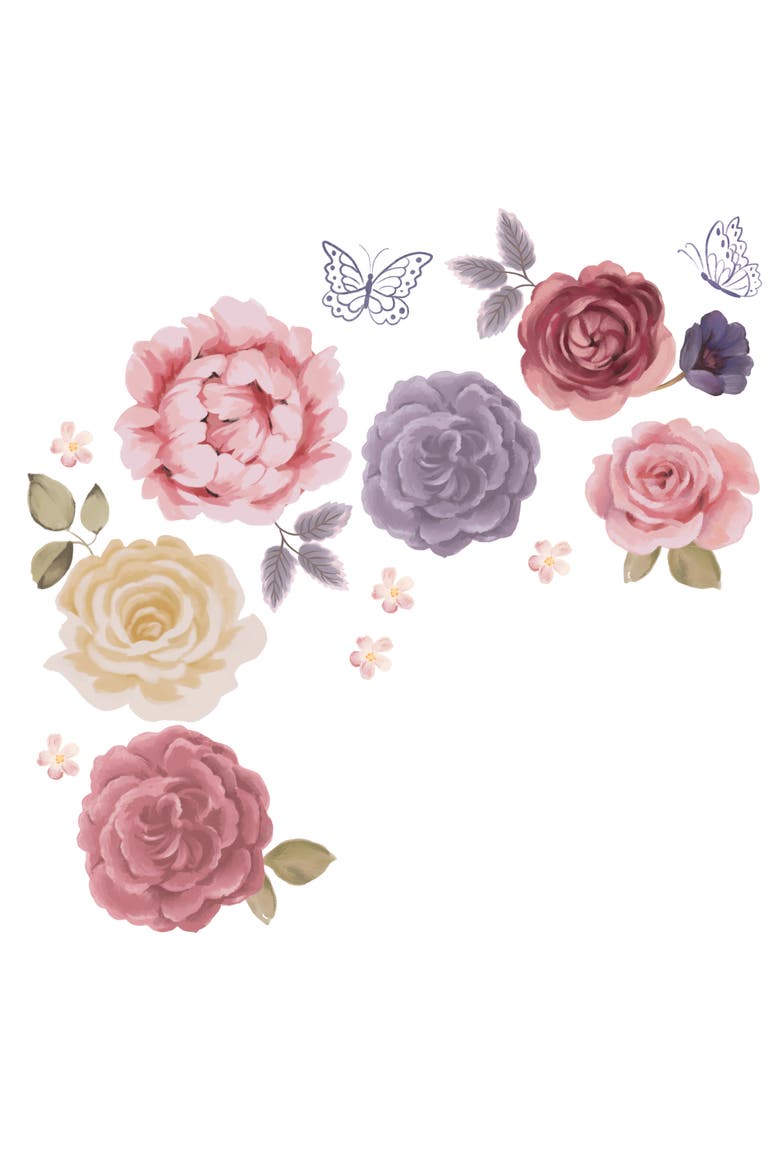 Secret Garden Large Flowers/Butterflies Wall Decals/Stickers, Main, color, Multicolor