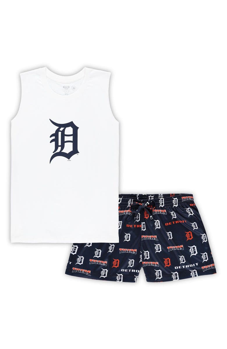 CONCEPTS SPORT Women's Concepts Sport White/Navy Detroit Tigers Plus Size Tank Top & Shorts Sleep Set, Main, color, White