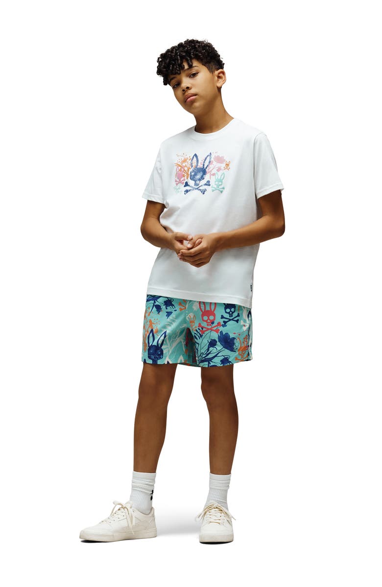 Psycho Bunny Kids' Santino Pima Cotton Graphic T-Shirt, Alternate, color, White