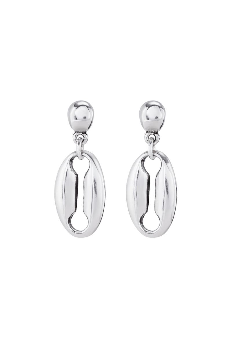 Link Shape Drop Earrings, Main, color, Silver