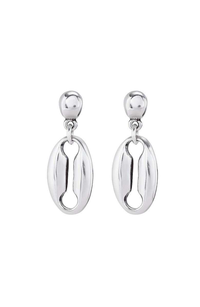 UNODE50 Link Shape Drop Earrings, Main, color, Silver