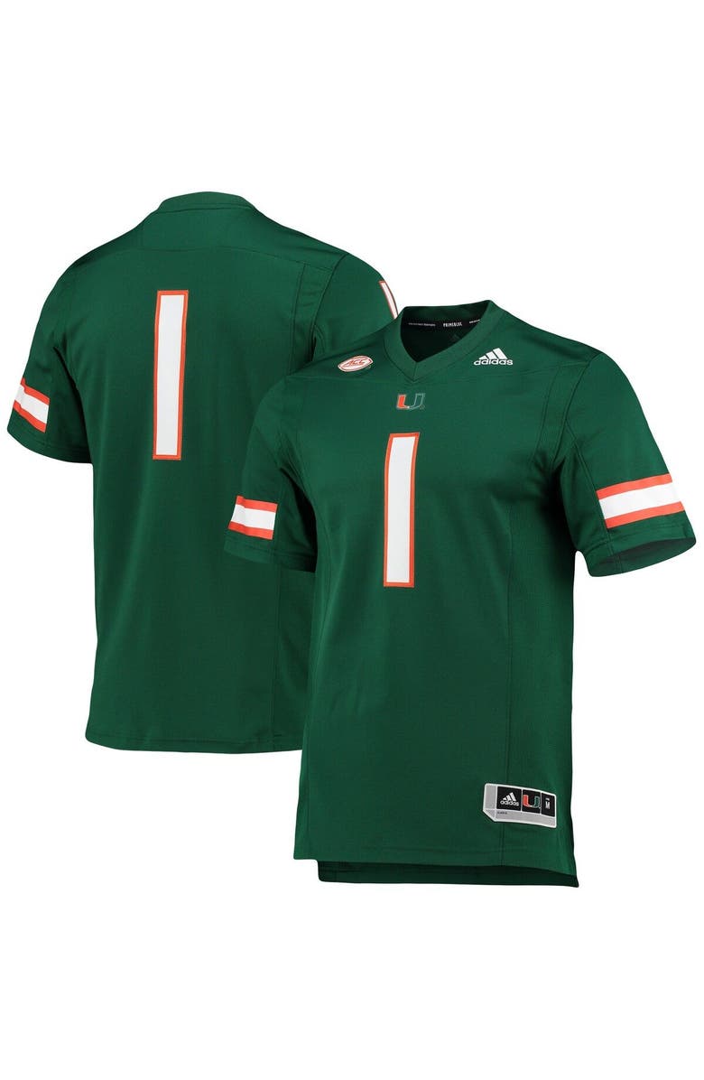 adidas Men's adidas #1 Green Miami Hurricanes Team Premier Football Jersey, Main, color, 