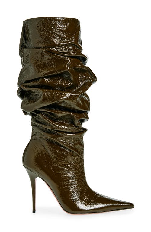 Amina Muaddi Anok Pointed Toe Boot In Crackle Mud