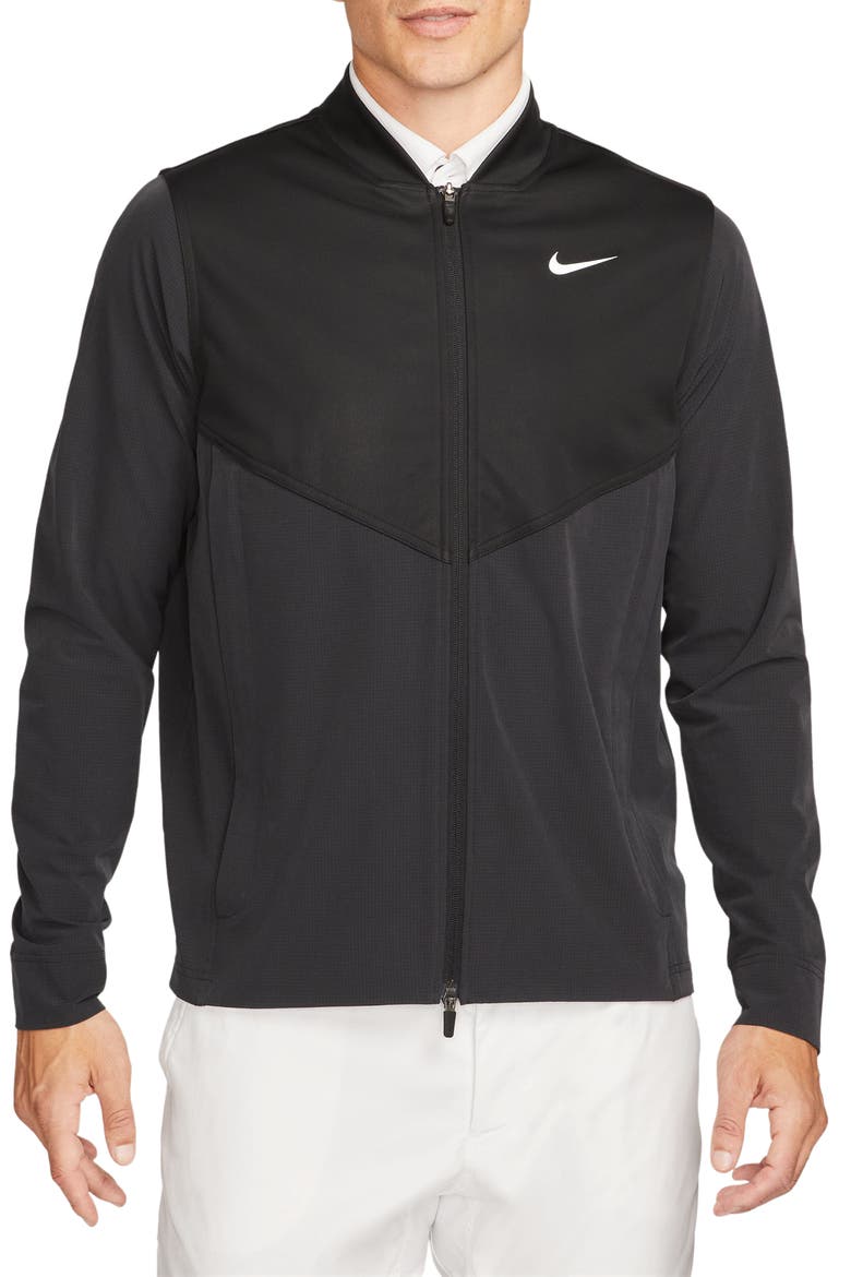 Tour Essential Water-Repellent Golf Jacket, Main, color, BLACK/ BLACK/ WHITE
