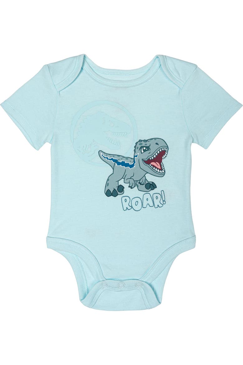 Jurassic Park Bodysuit and Hat Set, Alternate, color, Beta Light Blue