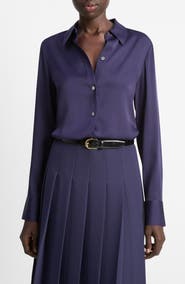 Vince Slim Fit Silk Blend Button-Up Shirt