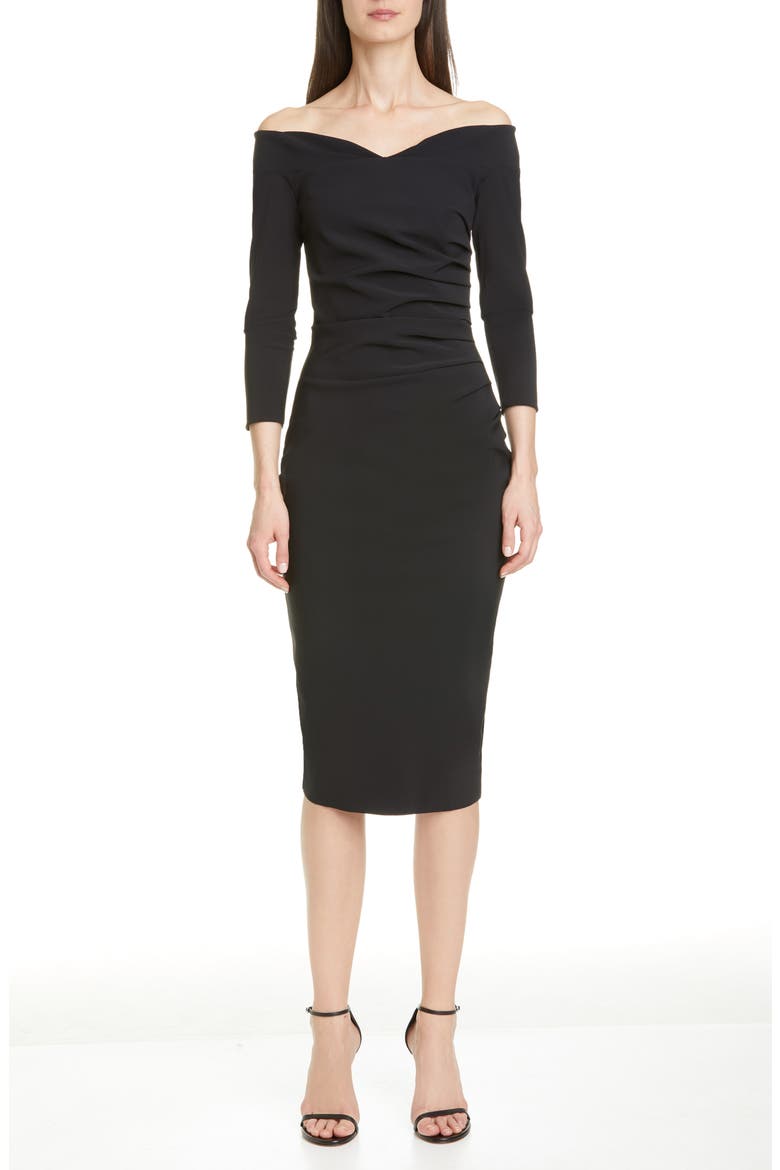 Suzie Off the Shoulder Cocktail Dress, Main, color, BLACK