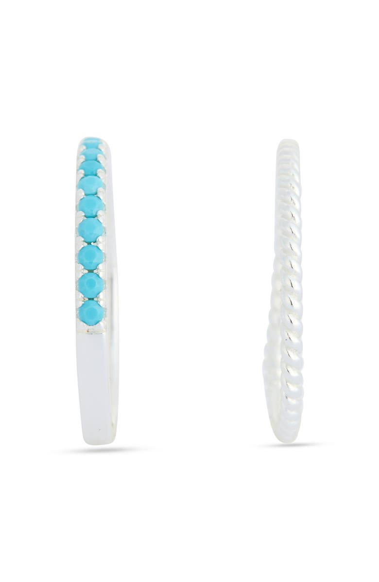 ARGENTO VIVO Set of 2 Semiprecious Stone Stackable Rings, Alternate, color, Silver