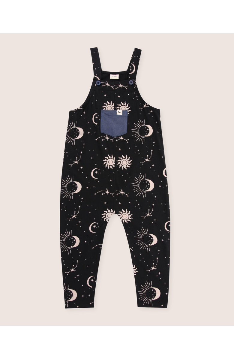 Turtledove London Kids Organic Cotton Celestial Print Jumpsuit, Alternate, color, Black