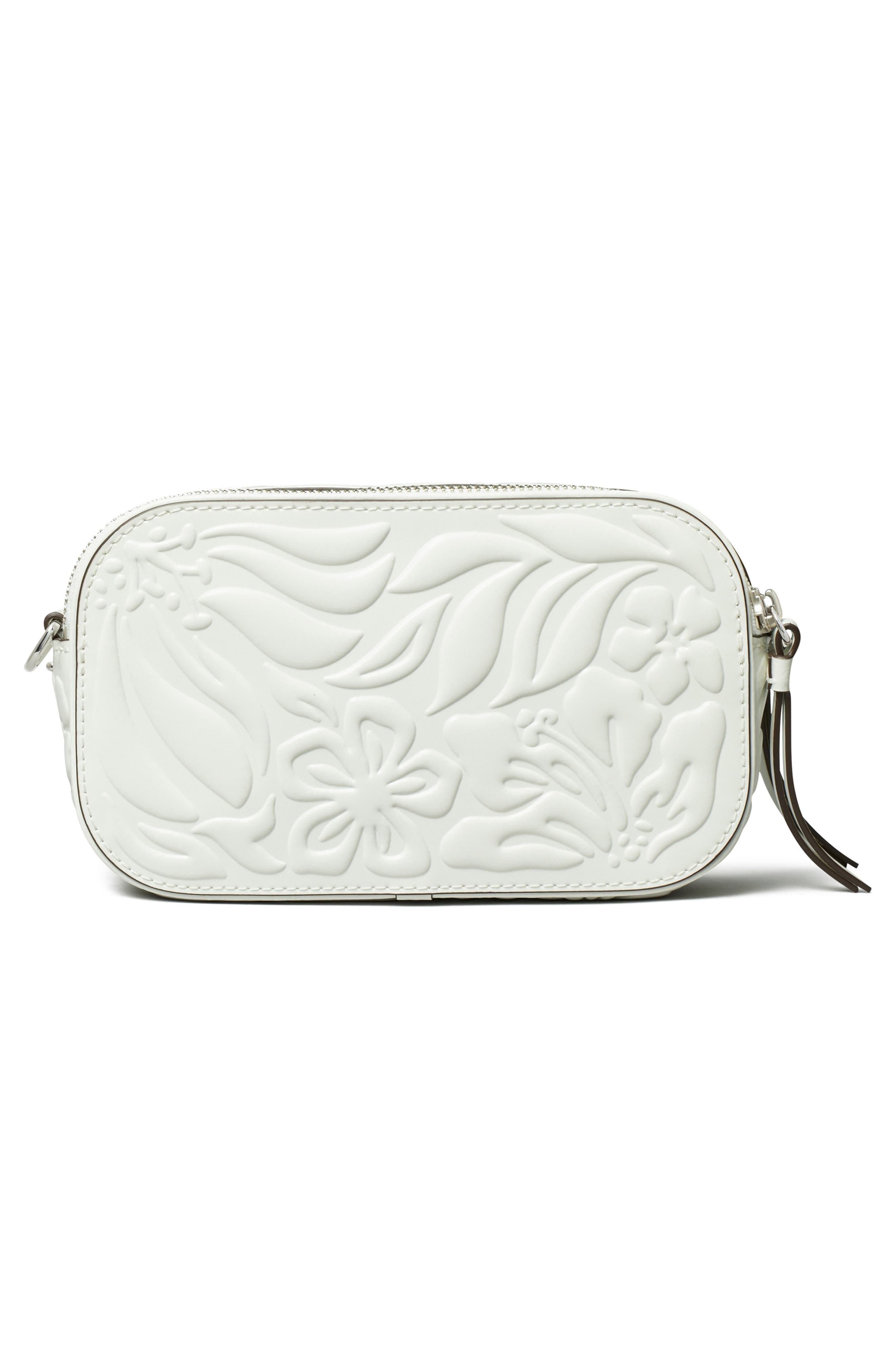 Tory Burch Miller Floral Embossed Mini Leather Crossbody Bag, Alternate, color, 