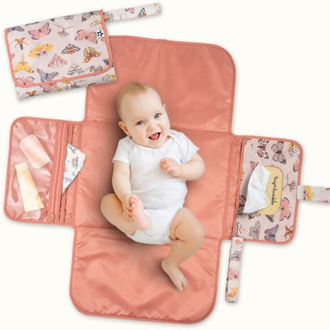Portable/Foldable Waterproof Diaper Changing Pad with Smart Wipes Pocket