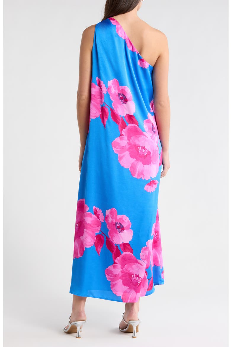 Glena Floral One-Shoulder Maxi Dress, Alternate, color, BLUE-PINK-COMBO