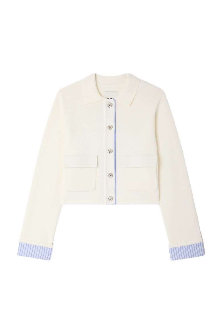 Wool polo cardigan, Alternate, color, Ecru