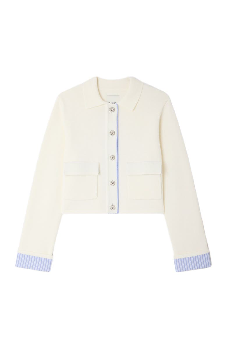 SANDRO Wool cardigan with a polo collar, Alternate, color, Ecru