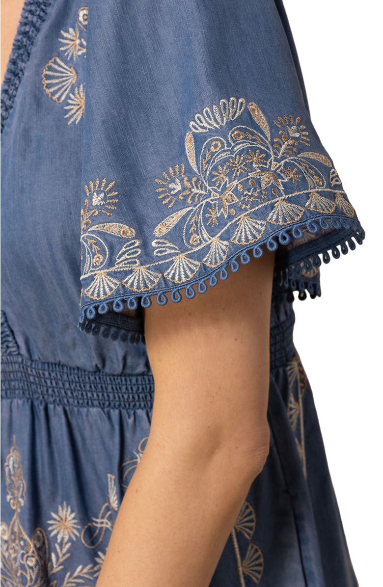 Hale Bob Katalina Embroidered Chambray Dress, Alternate, color, 