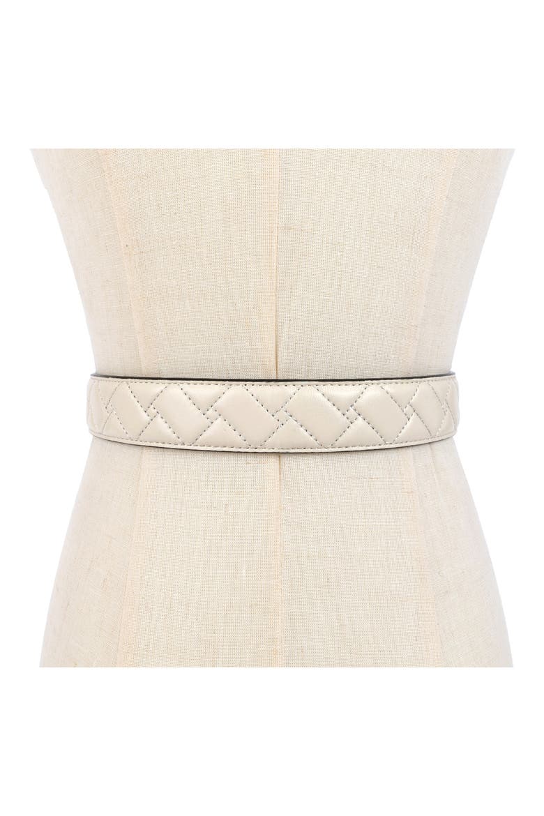 Micro Quilt Leather Belt, Alternate, color, BONE