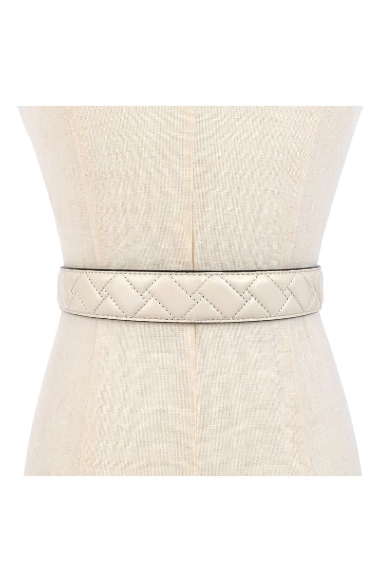 Kurt Geiger London Micro Quilt Leather Belt, Alternate, color, Bone
