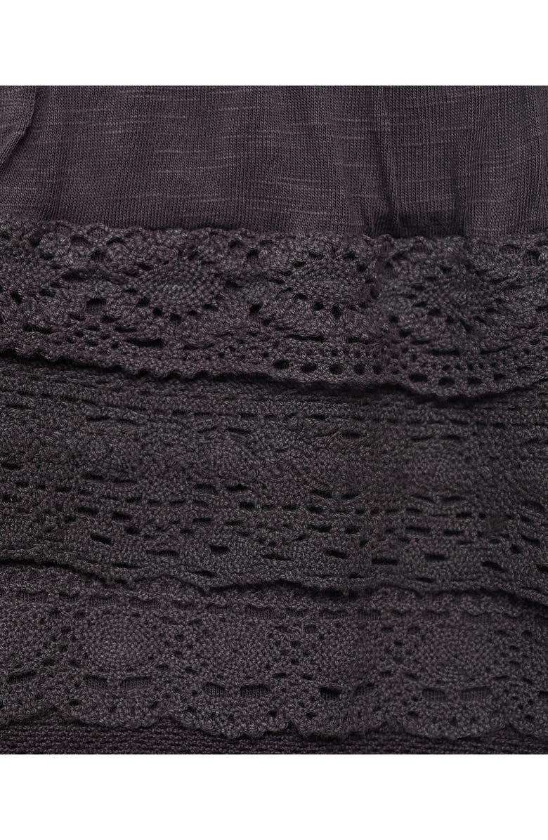 MANGO TEEN Open Stitch Ruffle Shorts, Alternate, color, Charcoal