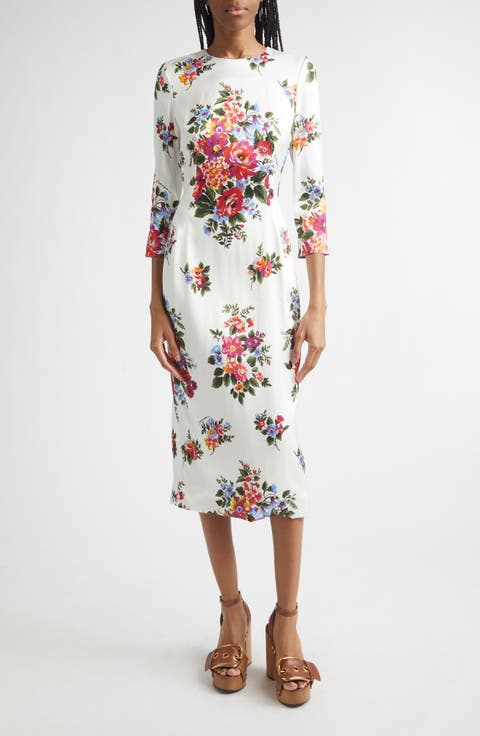 Floral Satin Midi Dress