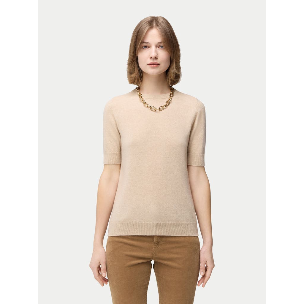 Gobi Mongolian Cashmere Crew Neck Cashmere Top In Beige