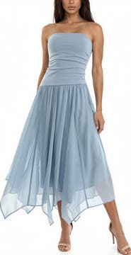 Socialite Mixed Media Strapless Gown