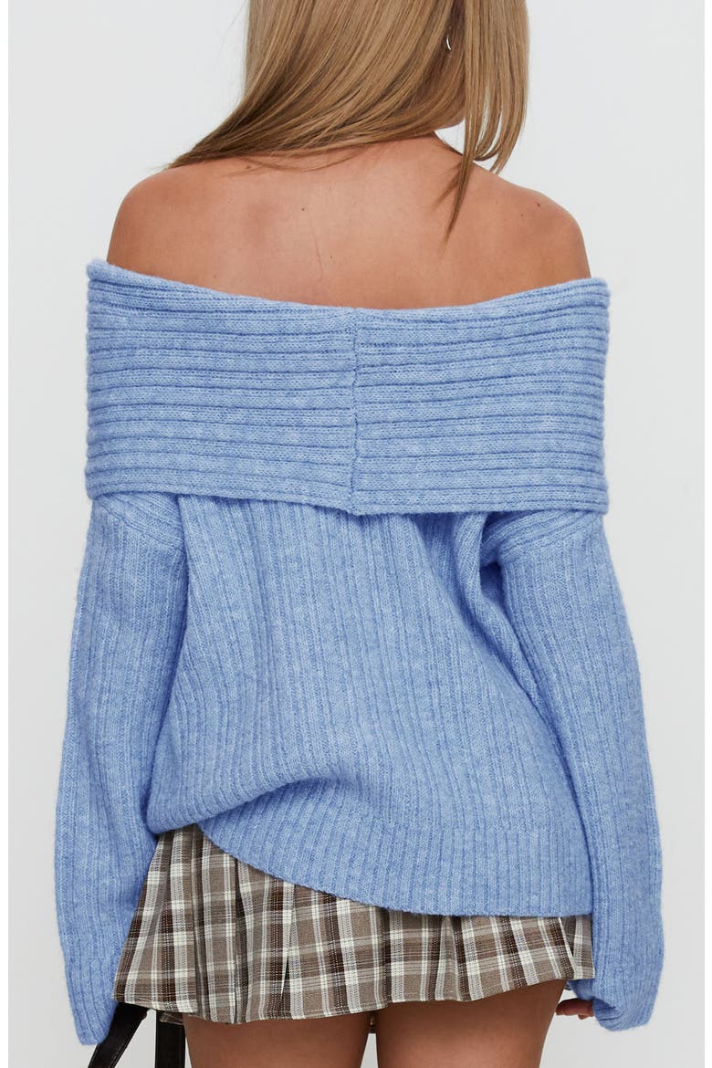 Snowie Off the Shoulder Sweater, Alternate, color, BLUE