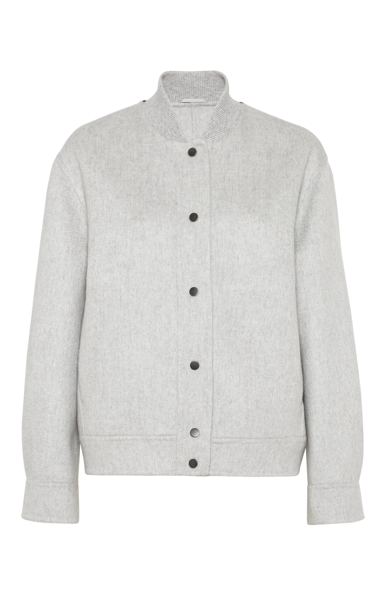 Brunello Cucinelli Hand-crafted bomber jacket in cashmere beaver double cloth with monili, Main, color, 