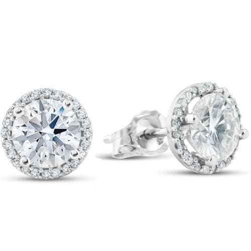 Bliss Diamond 2 1/5 Ct Diamond Halo Studs Gold Lab Grown In 10k White Gold