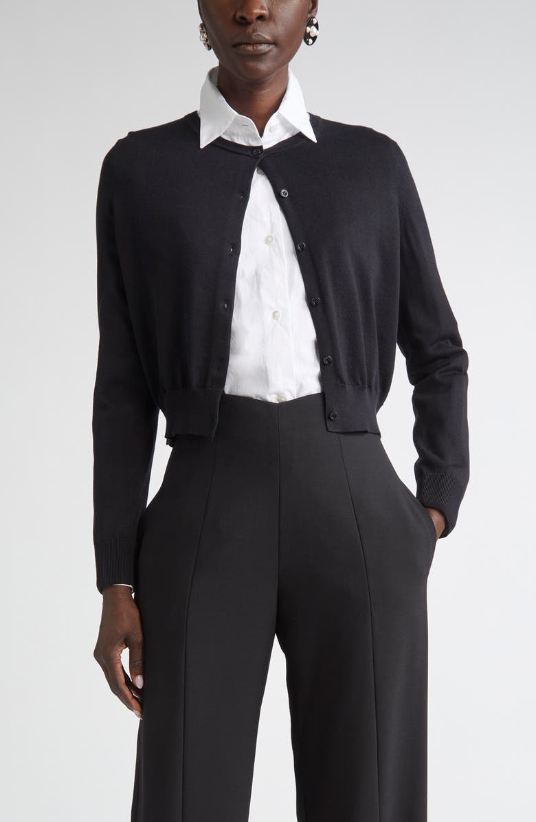 Carolina Herrera Crop Silk & Cotton Cardigan, Main, color, 