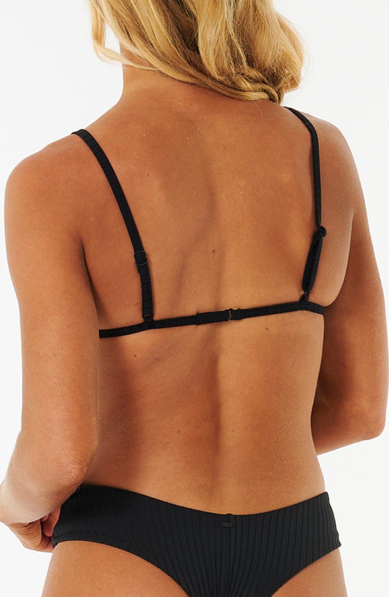 Rip Curl Premium Surf Fixed Triangle Rib Bikini Top, Alternate, color, Black