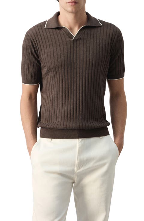 Regular Fit Linen Blend Rib Polo